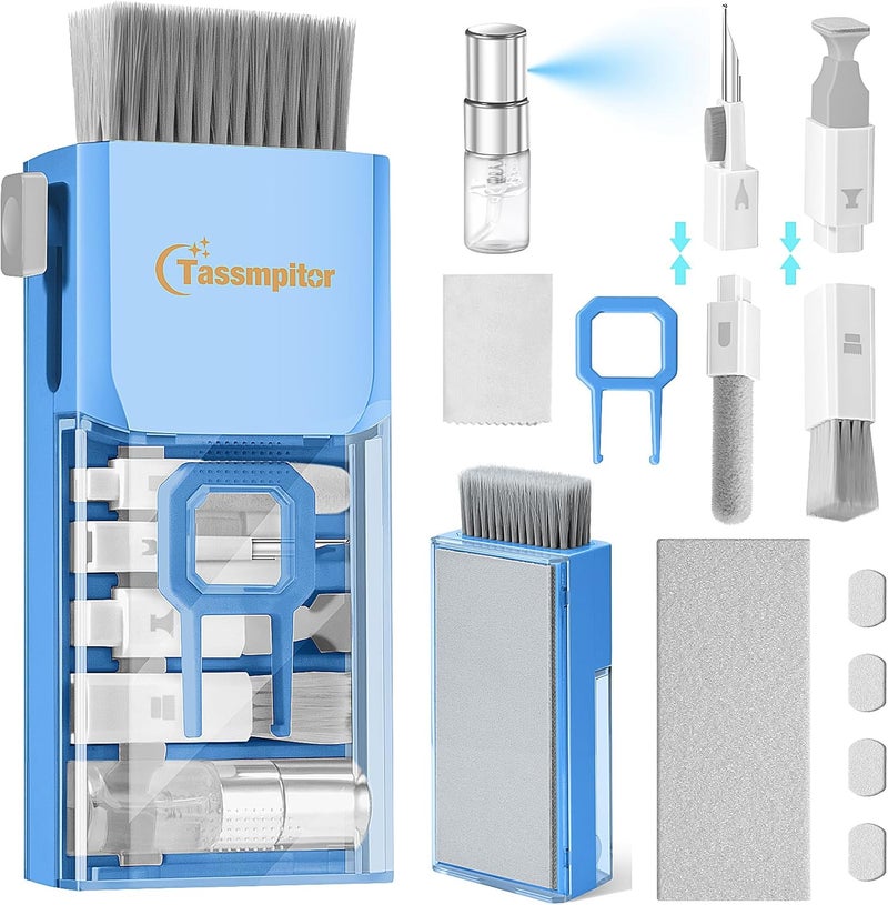 Tassmpitor Laptop Cleaning Kit, All in 1 Keyboard Cleaning kit for MacBook iPad iPhone, Compact Keyboard Cleaner with Brush and Spray for Tablet, Airpods, Earbud, Computer Screen, PC Monitor, SkyBlue - Image 1